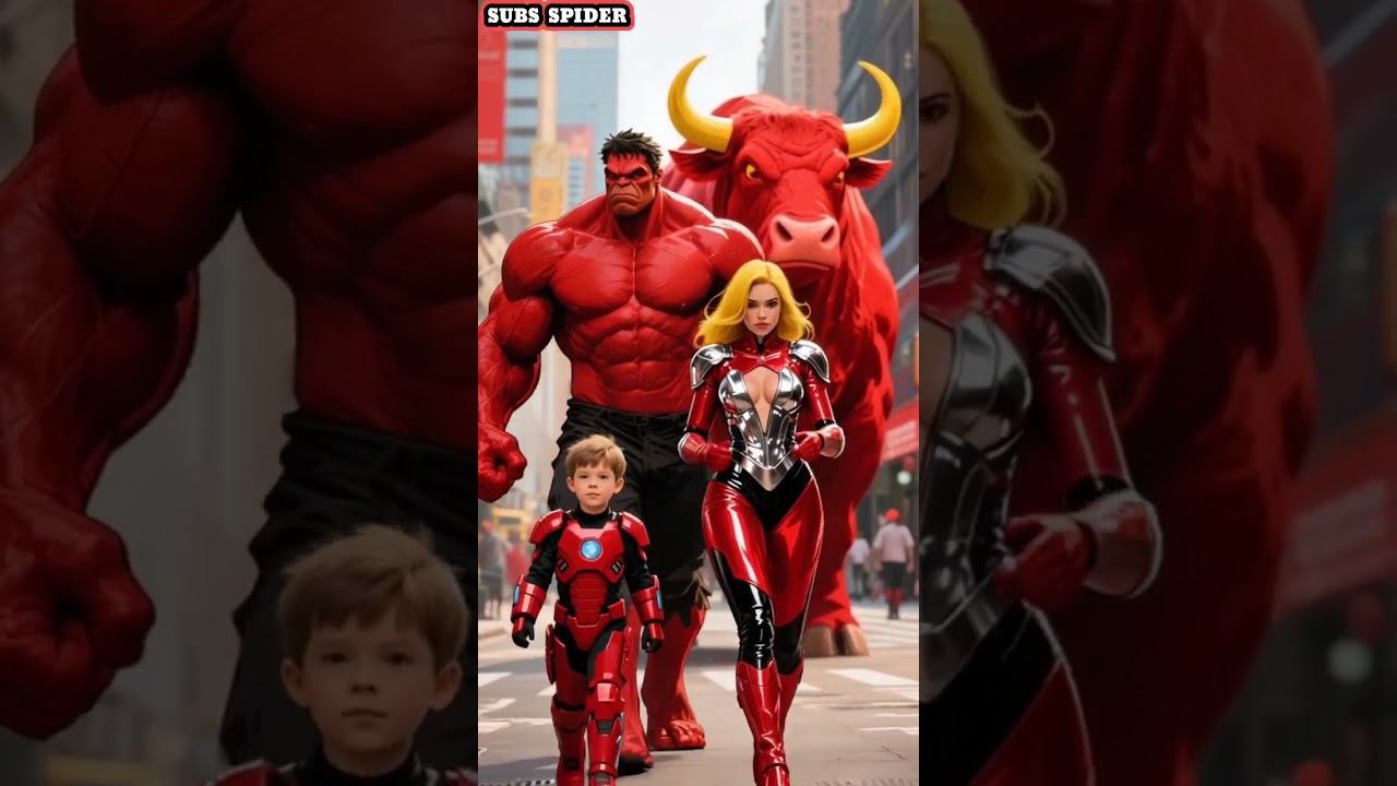 Hulk With Rhinoceros And Hulk Red With Bull With Their Family 