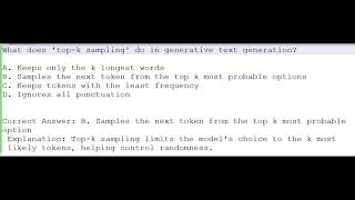 Generative AI Leader Certification :What does 'top-k sampling' do in generative text generation