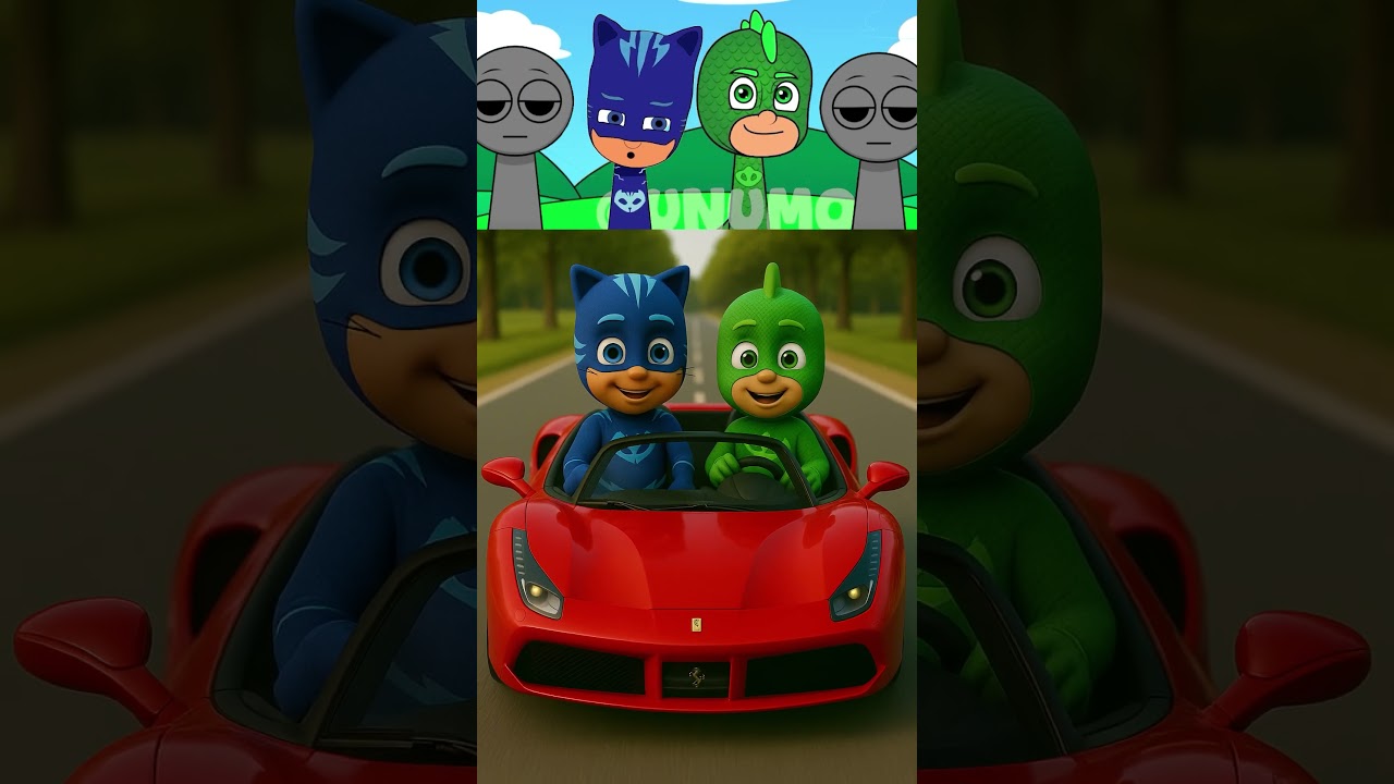 PJ Masks Catboys X Gekko Sprunki OCS Phase 4 Ferrari Test Drive Ride Gone Wrong! 