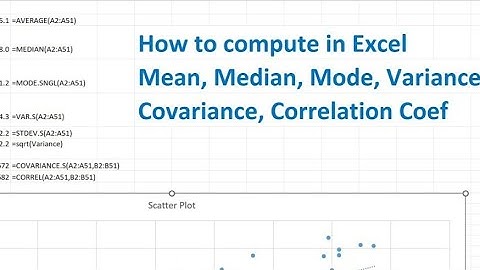 How to use Excel to compute Mean Median Mode Variance Covariance and Correlation