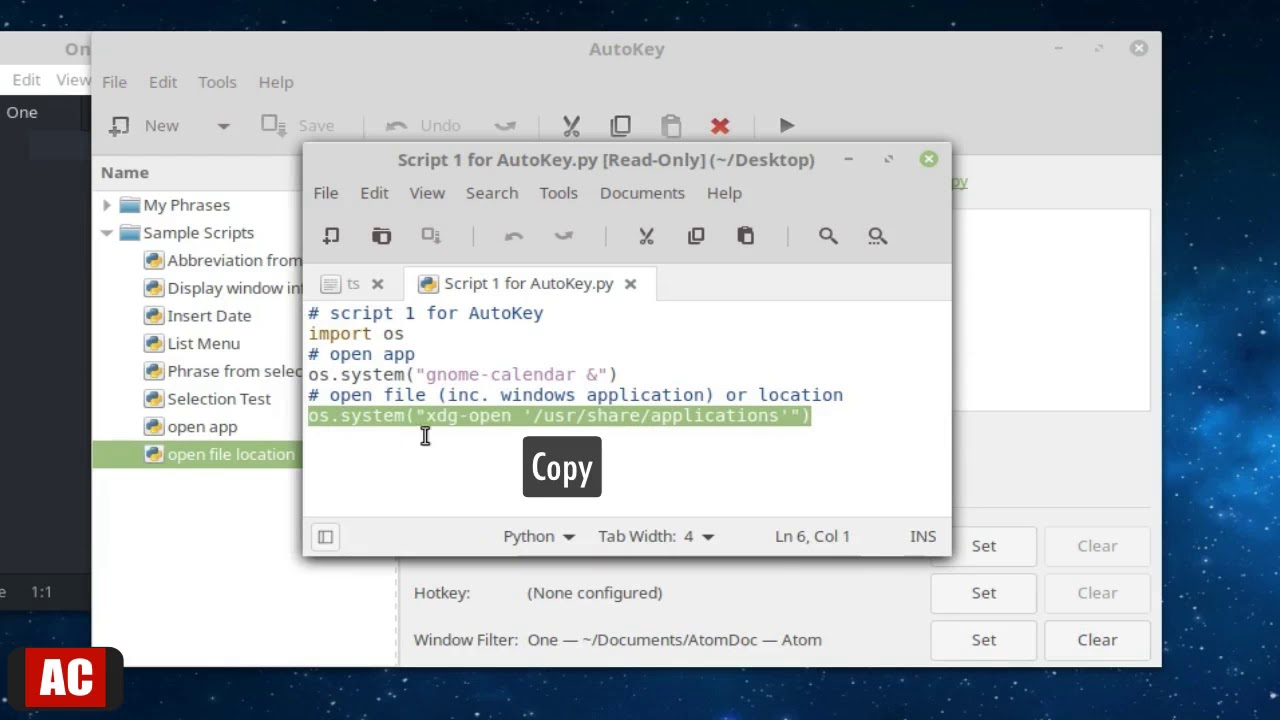 Auto Key Linux Open App and File with One Press on Linux Mint Cinnamon - autokey-gtk ...