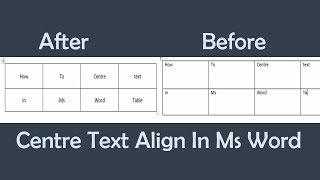 How To Text Centre Align In Ms Word Table