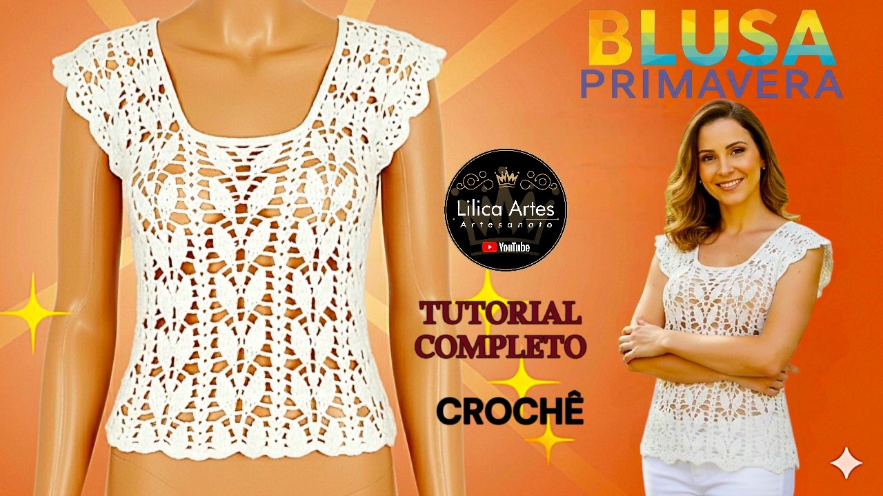 APRENDA A FAZER BLUSA COM FOLHAS EM CROCHÊ TAMANHO M
