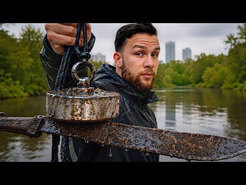 Wir haben ein Messer im Brennpunkt aus einem Teich gezogen..