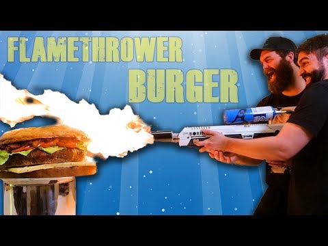 50lb BURGER COOKED BY FLAMETHROWER!!!