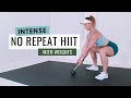 40 MIN INTENSE Fat Burning HIIT With Weights |Total Body NO REPEAT Workout