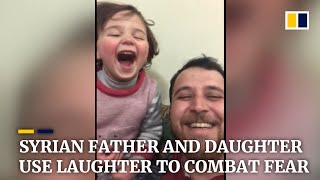Syria war: father and daughter living in battle zone turn sound of bombs into a game