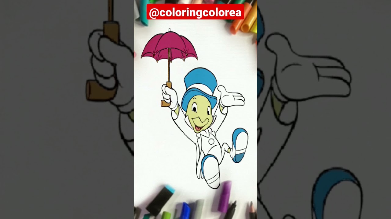 Pepito Grillo Pinocho de Disney Coloring Colorea Dibujo 