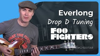 Foo Fighters - Everlong Guitar Lesson Tutorial - Chords Strumming Drop D Tuning