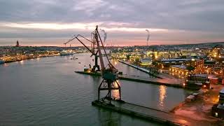 Awesome Evening Drone Footage Of Gothenburg Harbour