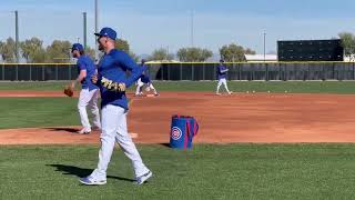 Cubs working on grounders in the infield -- Chicago Cubs Spring Training 2024
