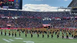 The University of Iowa Hawkeye Marching Band performs On Iowa, Iowa Fight Song, and Roll Along Iowa.