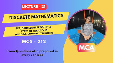 Day 21 IGNOU MCA 1st Sem (MCS-212) Discrete Mathematics | Set, Cartesian Product & Types of Relation