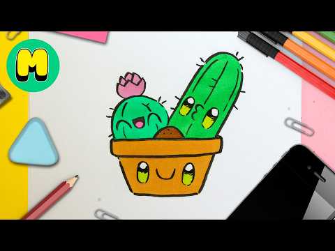 How to draw a kawaii cactus step by step