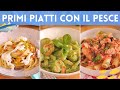 TRIS DI PRIMI CON IL PESCE -Linguine alla romana Casarecce zucchine e scampi Rigatoni tonno pomodoro