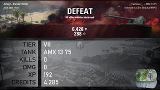 [1739] AMX 13 75 / 0 kills / 0 dmg / 192 xp / 4.285 credits || World of Tanks