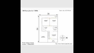 DDS 3 ll 2D FLOOR PLAN 35 X 50 FEET  II MASTER 2BHK II#interiordesign  #home #trendingshorts #viral