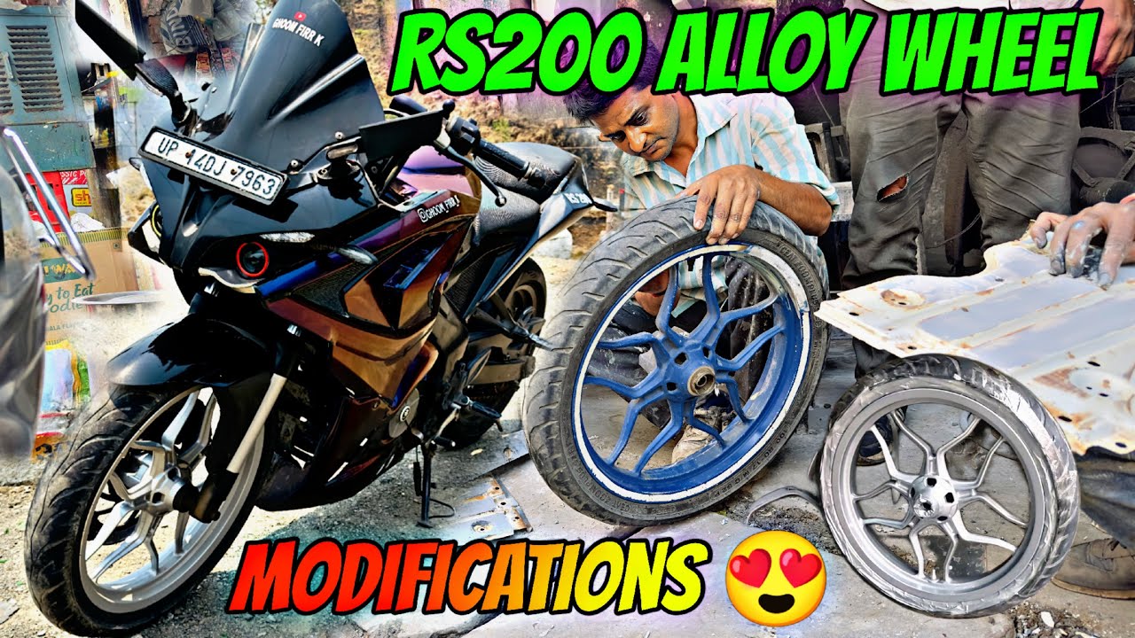 Pulsar RS200 Alloy Wheel Modification In Jheel Bike Market New Look RS200😍 YouTube