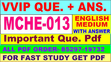 MCHE 013 important questions with answer in English | mche 013 Previous Year Question Paper