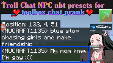 Nbt Editor: Troll Chat NPC nbt presets | Pranks everyone with fake chat | Toolbox mcpe | Minecraft