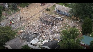 Drone video shows the remains of home explosion