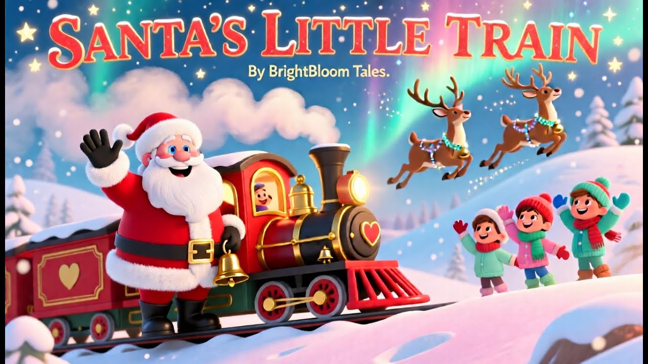 Santa’s Little Train 🚂 | A Magical Christmas Song & Story for Kids | BrightBloom Tales Studio