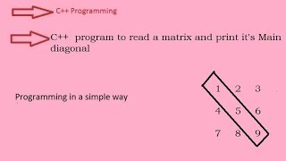 C++  program to read a matrix and print it's Main diagonal (Hindi)