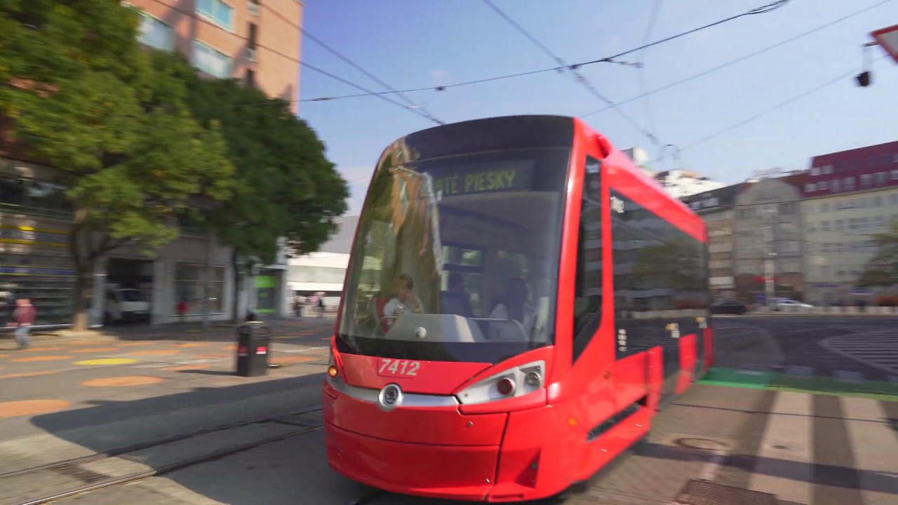 Slovakia, Bratislava, tram 4 ride from Chatam Sofer to Námestie SNP