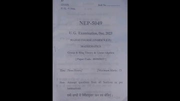Mathmatics (Group & Ring Theory & Linear Algebra)B.sc 5th semester paper 2023-24 Paper code B030501T
