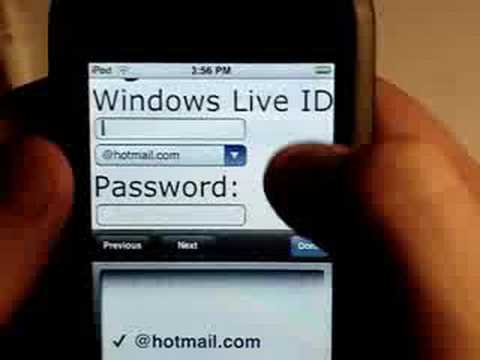 How to have hotmail email and live messenger on itouch