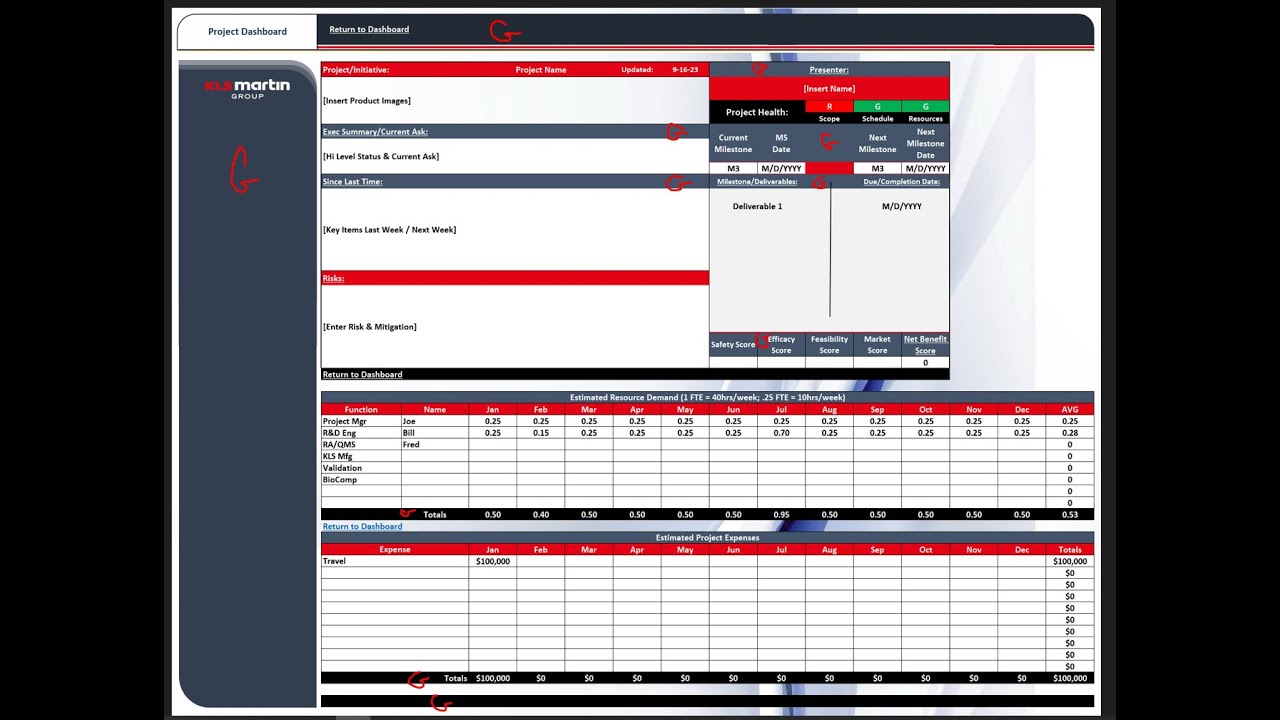 Project management dashboard - Buy from https://premiumexcel.etsy.com