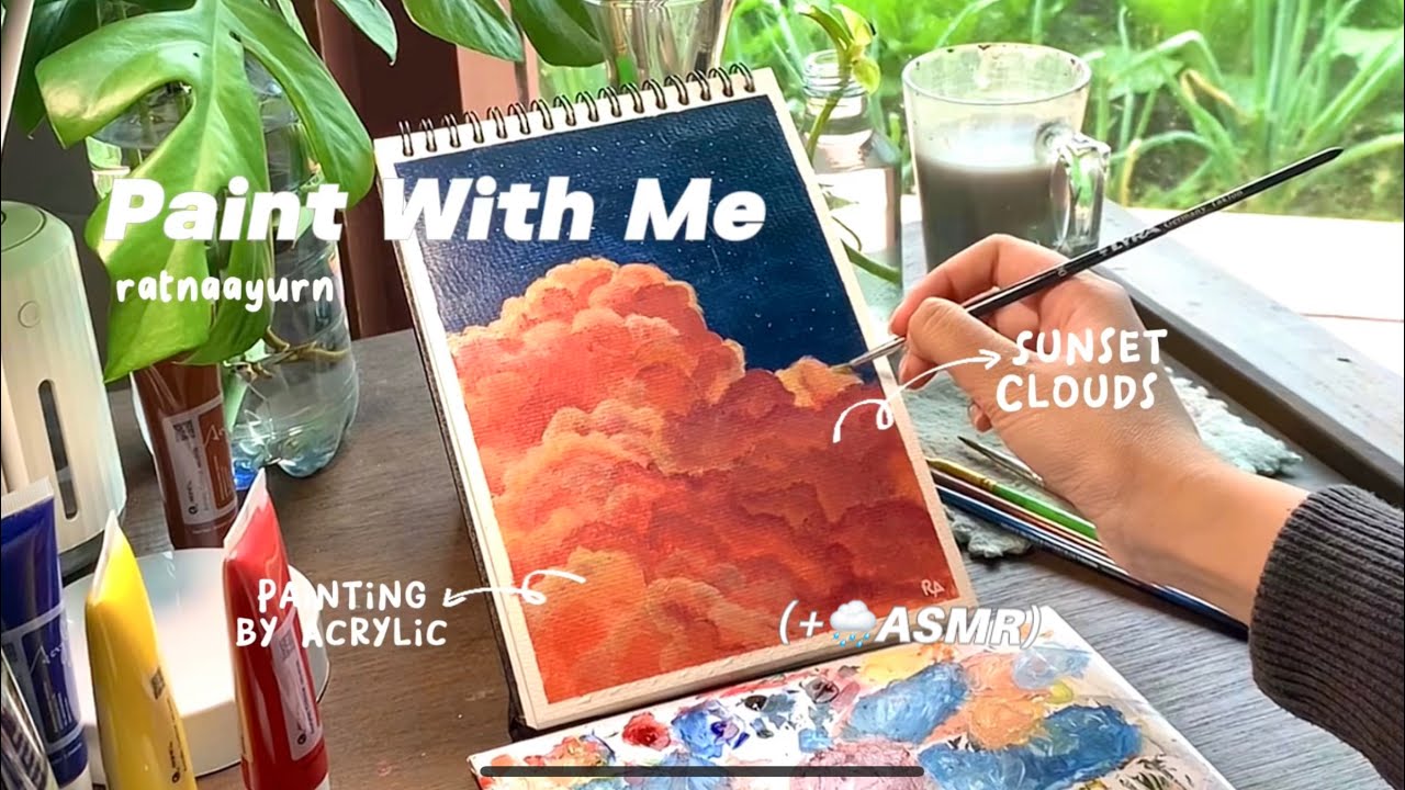 Paint With Me - Acrylic Painting Ideas | Paint Sunset Clouds with ...