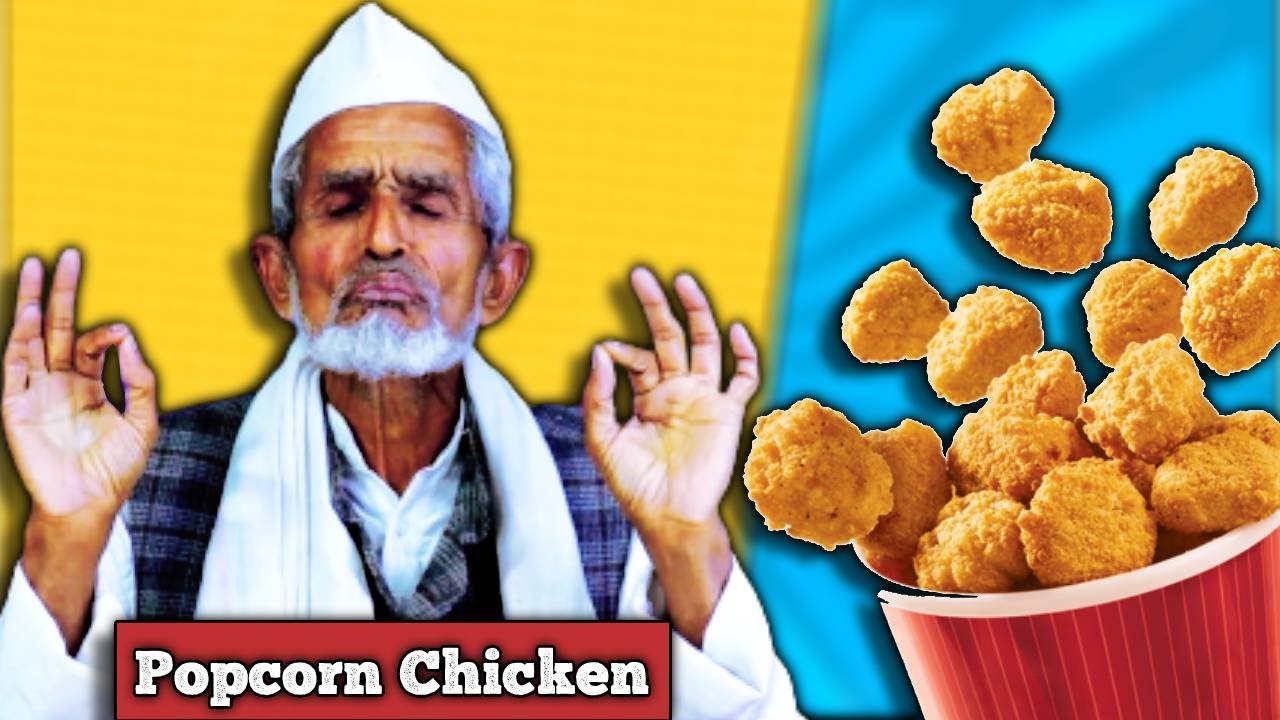Villagers Try Popcorn Chicken For First Time ! Tribal People Try Popcorn Chicken YouTube