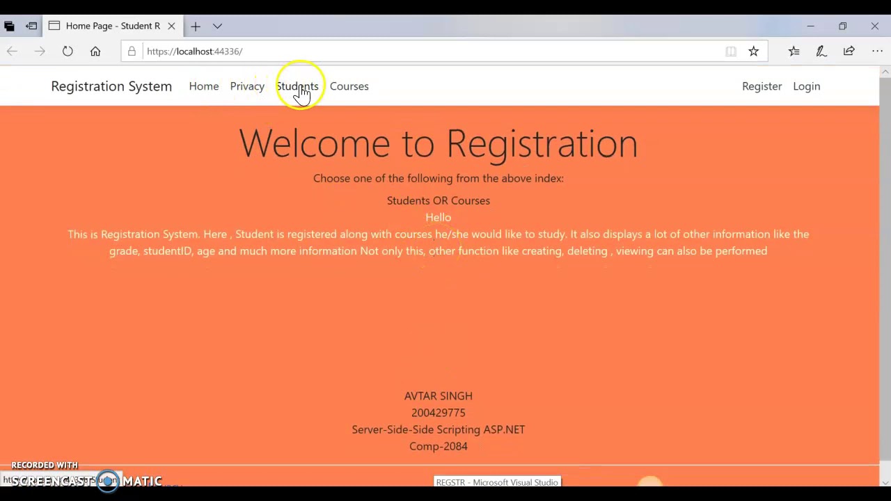 assignment 1 on registration system by avtar - YouTube