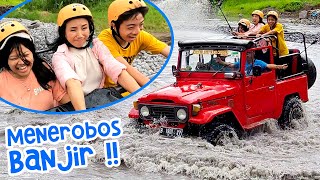 MENERJANG BANJIR PAKE MOBIL JIP MERAH - Keliling Gunung Merapi Part 2 | CnX Tour Jawa | Vlog Liburan