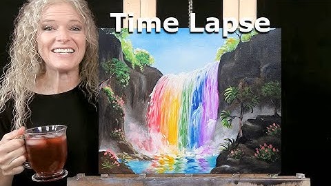 RAINBOW WATERFALL- Learn How to Draw and Paint with Acrylics-Easy Beginner Acrylic Painting Tutorial