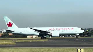 Air Canada B777-200, Qantas B787-9 (100 anniversary) & Asiana A350-941 depart Sydney on 34L