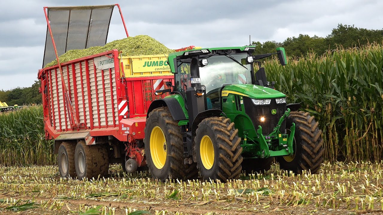 Mais 2021 : John Deere 8600i / John Deere 7R 330 / Maishäckseln / Hartmuth Henn / Fendt 939 / Claas