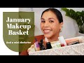 My january makeup basket and mini declutter  over 40 beauty