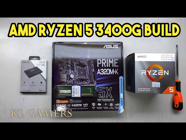 AMD Ryzen 5 3400G ASUS PRIME A320M-K PNY SSD Budget Desktop Build
