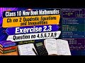 #10th Class Mathematics Chapter 2 Exercise 2.3 Q4, Q5, Q6, Q7, Q8, Q9 | Step by Step Solution