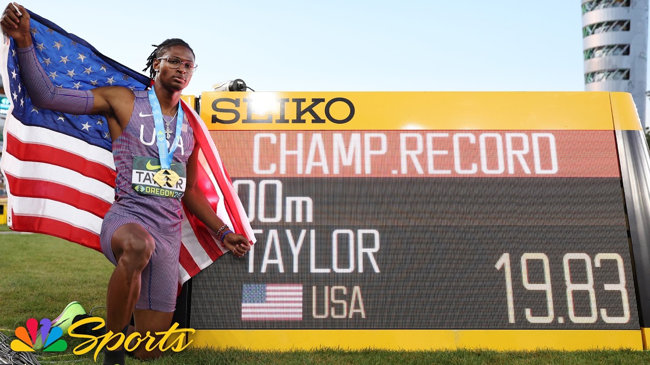 CHAMPIONSHIP RECORD: Tate Taylor obliterates 200m field to earn sprint double at U20s | NBC Sports