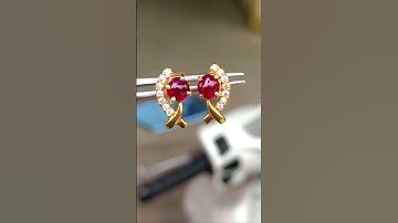 HV1363-1 | Bông tai vàng 10k đá ruby Lục Yên - Giá 6.500k - 0924.526.888