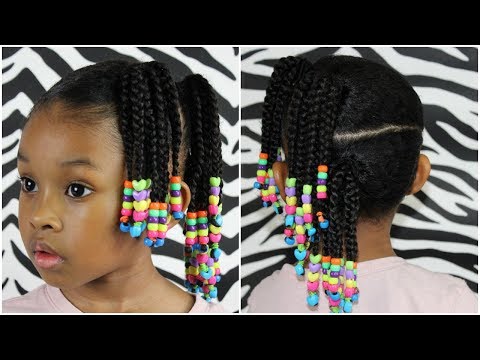 Side Ponytails W Beads Cute Easy Hairstyle For Little