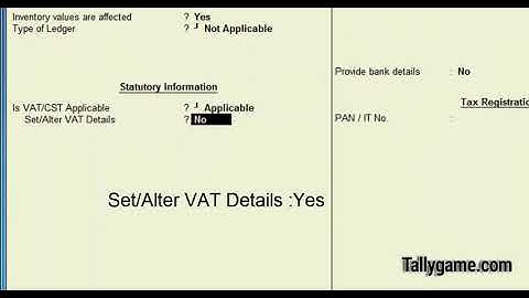 How to configure VAT in Tally ERP9, VAT Set up