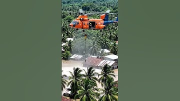 Helicopter Skims Palm Trees During Flood Rescue! #viral #shorts