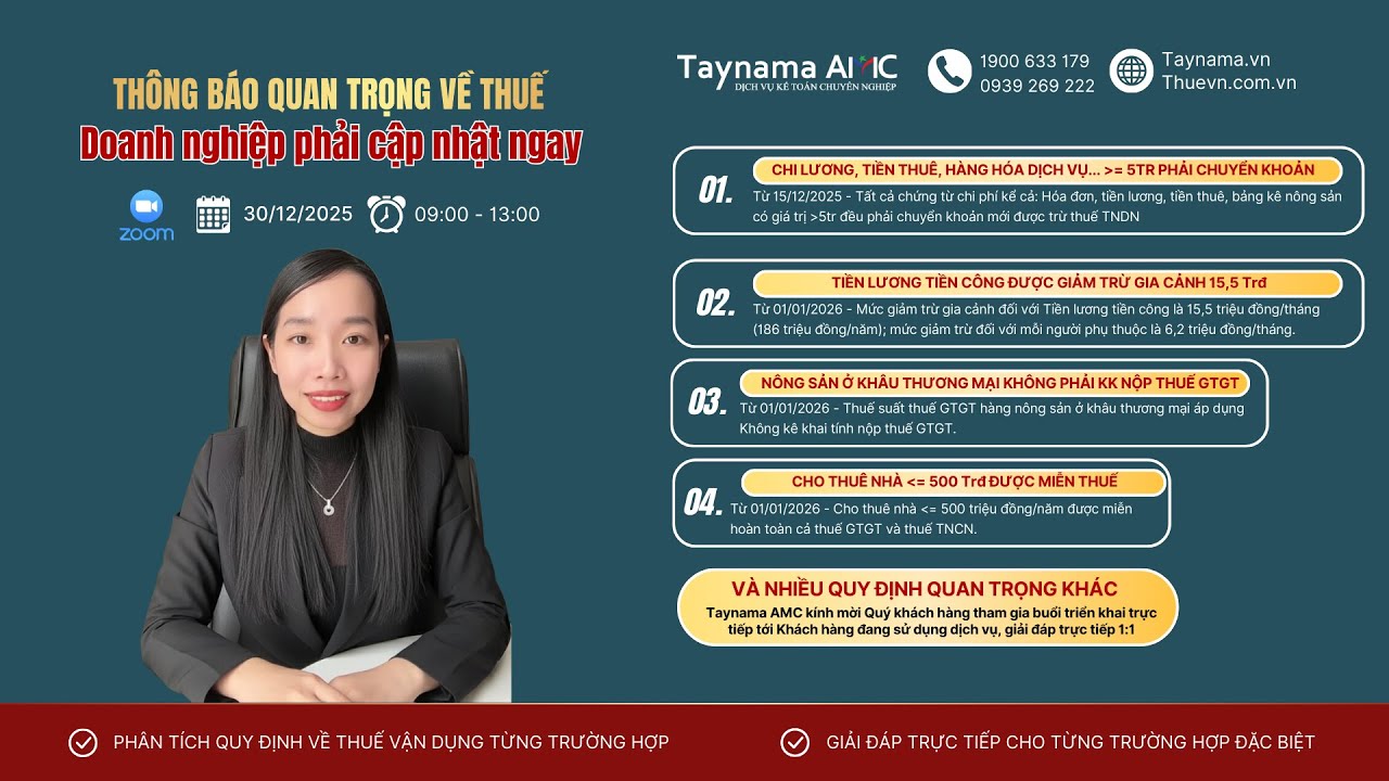 DOANH NGHIỆP CẦN CẬP NHẬT NGAY THÔNG BÁO QUAN TRỌNG VỀ THUẾ