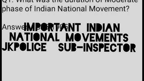 JKPOLICE SUB-INSPECTOR Expected questions- Indian national movements