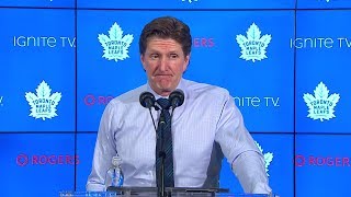 Head coach mike babcock addresses the media following toronto's 4-2
loss to arizona sunday.