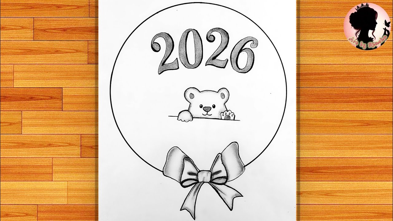 Happy New Year 2026 Drawing||Easy Drawing New Year 2026 Drawing (Pencil Drawing) Easy for beginners 